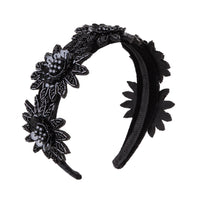 Black Statement Embellished Flower Headband - link has visual effect only