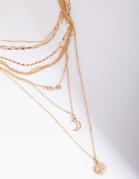 Gold Delicate Celestial Layered Necklace - link has visual effect only