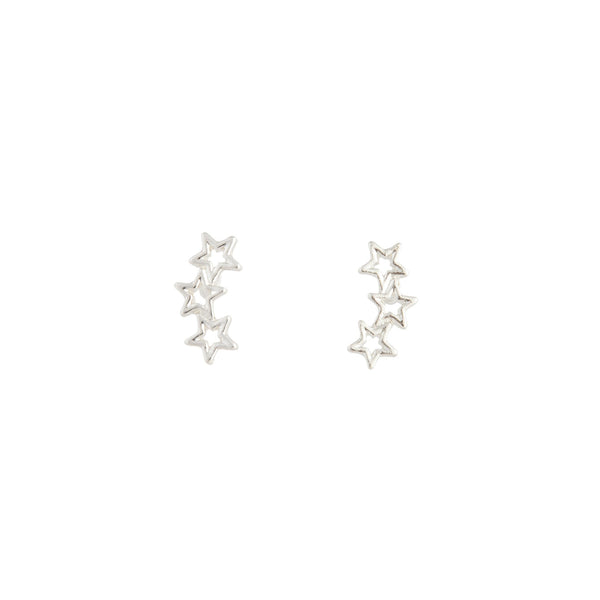 Silver Starline Cut Out Stud Earrings