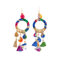 Gathered Multi-Coloured Fabric Ball Earrings - link has visual effect only