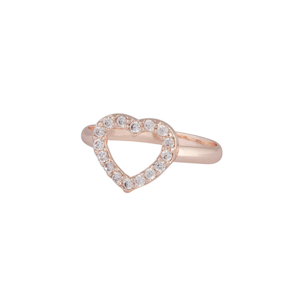 Rose Gold Cubic Zirconia Open Heart Ring