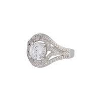 Rhodium Cubic Zirconia Wide Ring - link has visual effect only