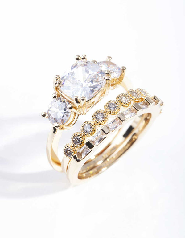 Gold Cubic Zirconia Ring Pack