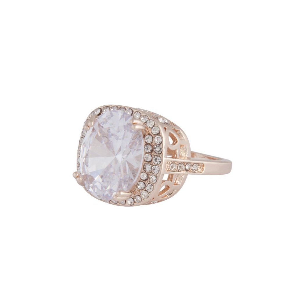 Rose Gold Cubic Zirconia Square Ring