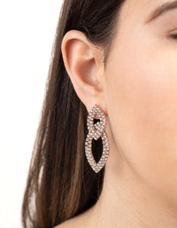 Rose Gold Cup Chain Double Leaf Earrings - link has visual effect only