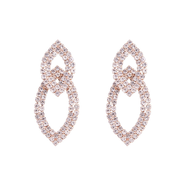 Rose Gold Cup Chain Double Leaf Earrings