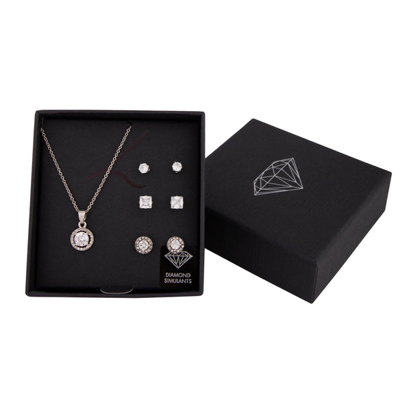 Diamond Simulant Necklace & Earring Set
