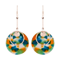 Rose Gold Multi Coloured Acrylic Disc Drop Earrings - link has visual effect only