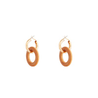 Gold Wood Brown Huggie Hoop Earrings - link has visual effect only