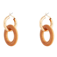Gold Wood Brown Huggie Hoop Earrings - link has visual effect only
