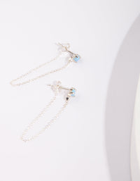 Sterling Silver Synthetic Opal Chain Earrings - link has visual effect only