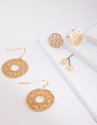 Gold Filigree Disc Earring Pack - link has visual effect only