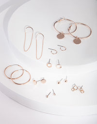 Rose Gold Chain Drop Earring 9-Pack - link has visual effect only
