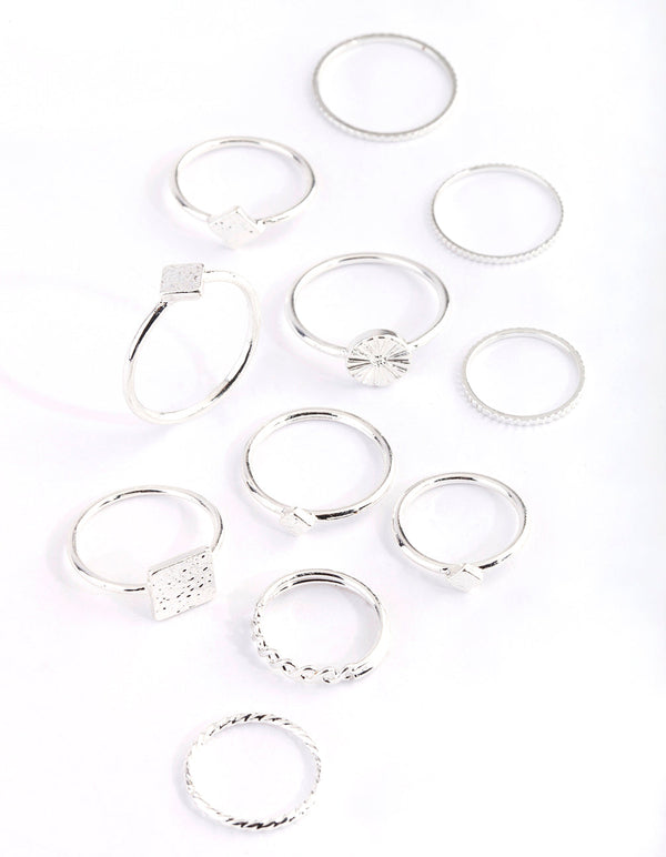 Silver Square Metal Ring Pack