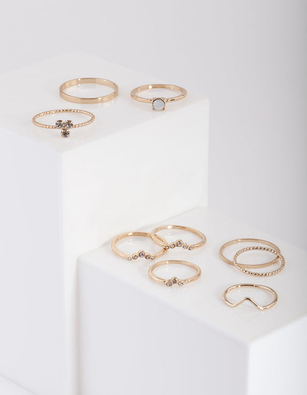 Gold Fine Moonstone Ring Pack