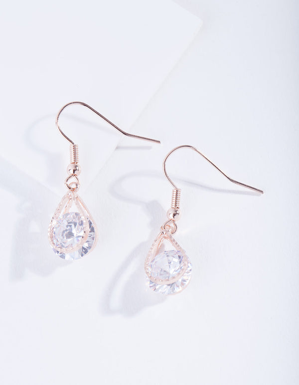 Rose Gold Teardrop Diamante Earrings