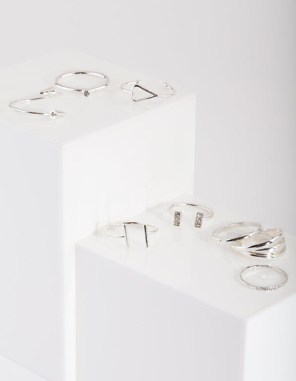 Silver Fine Mix Open Band Ring Pack