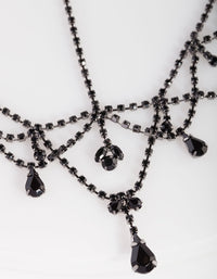 Black Crystal Drop Head Chain - link has visual effect only