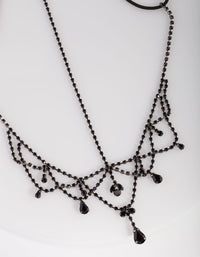 Black Crystal Drop Head Chain - link has visual effect only