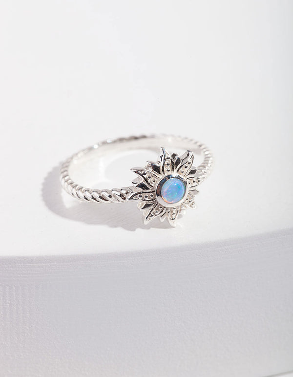 Sterling Silver Synthetic Opal Sun Ring