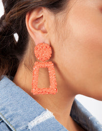 Coral Textured Geometric Drop Earrings - link has visual effect only