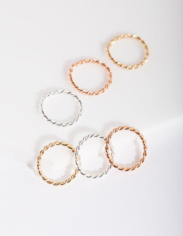 Mixed Metal Twisted Faux Body Rings