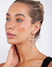 Rose Gold Cross Crystal Stone Earrings - link has visual effect only