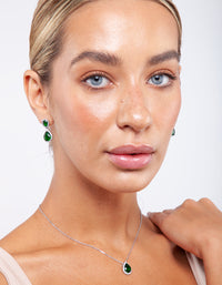 Green Diamond Simulant Teardrop Jewellery Set - link has visual effect only