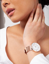 Rose Gold Classic Mesh Strap Watch - link has visual effect only