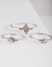Diamante Silver Thin Ring 9 Pack - link has visual effect only