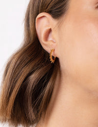 Gold Plated Sterling Silver Sunburst Hoop Earrings - link has visual effect only