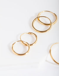 Gold Plated Sterling Silver Classic Hoop Earring Pack - link has visual effect only