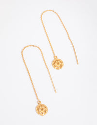 Gold Plated Sterling Silver Sun Thread Through Earrings - link has visual effect only