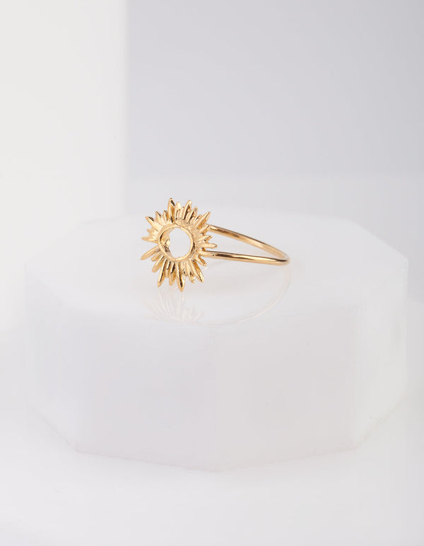 Gold Plated Sterling Silver Sun Burst Ring