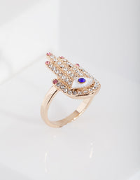 Gold Blue Diamante Eye Ring - link has visual effect only