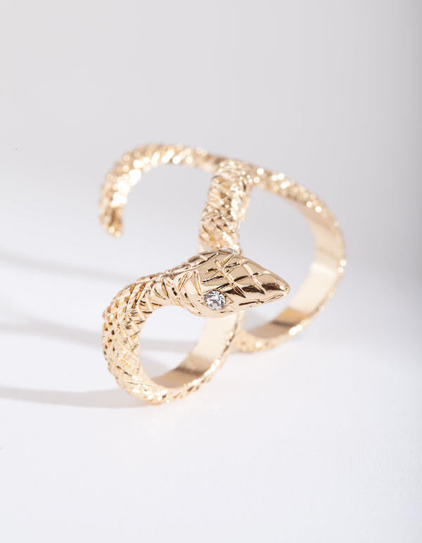 Gold Snake Multi Finger Ring