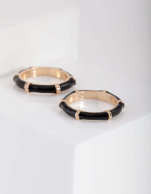 Gold Black Bamboo Ring Pack
