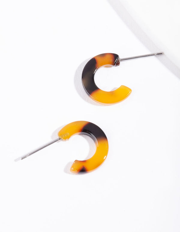Acrylic Tort Mini Open Hoop Earrings