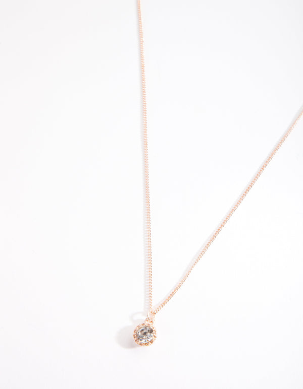 Rose Gold Circle Diamante Necklace