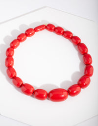 Red Acrylic Short Bead Necklace - link has visual effect only
