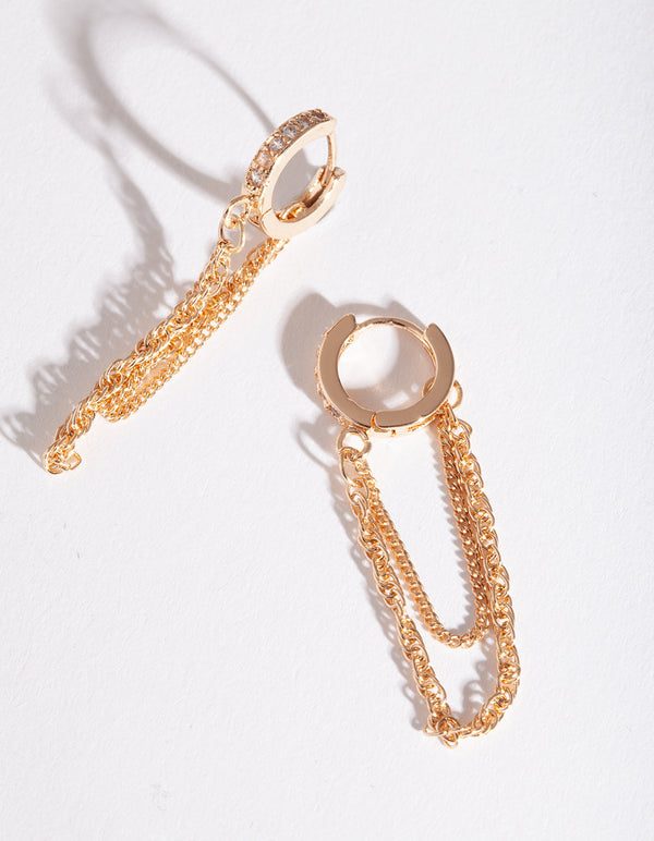 Gold Layered Chain Huggie Earrings