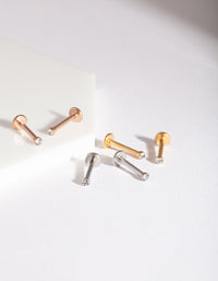 Mixed Metal Surgical Steel Flat Back Earring 6-Pack - link has visual effect only