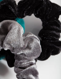 Kids Blue Grey Velvet Scrunchie Pack - link has visual effect only