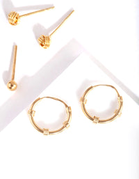Gold Plated Sterling Silver Knot Hoop Earring Pack - link has visual effect only