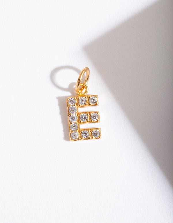 Gold Plated Sterling Silver E Charm