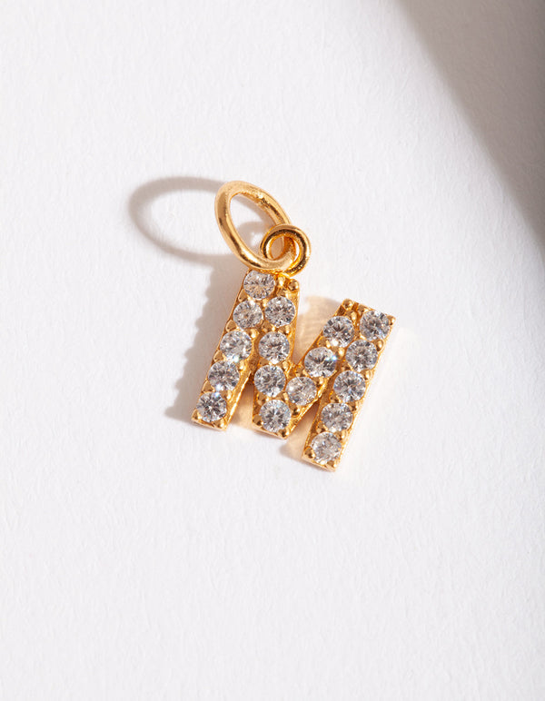 Gold Plated Sterling Silver M Charm