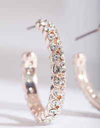 Rose Gold Diamante Open Hoop Earrings - link has visual effect only