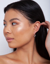 Sterling Silver Geometric Hoop Earrings - link has visual effect only