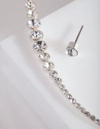 Silver Diamante Curved Bar Earrings - link has visual effect only