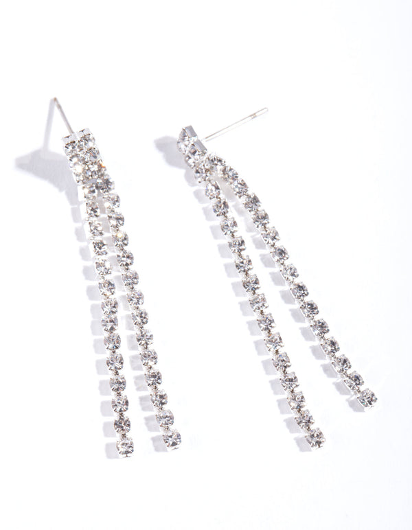 Silver Mini diamante Earrings
